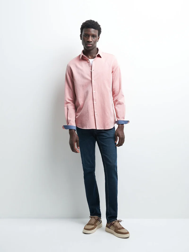 Chemise slim en oxford faux uni