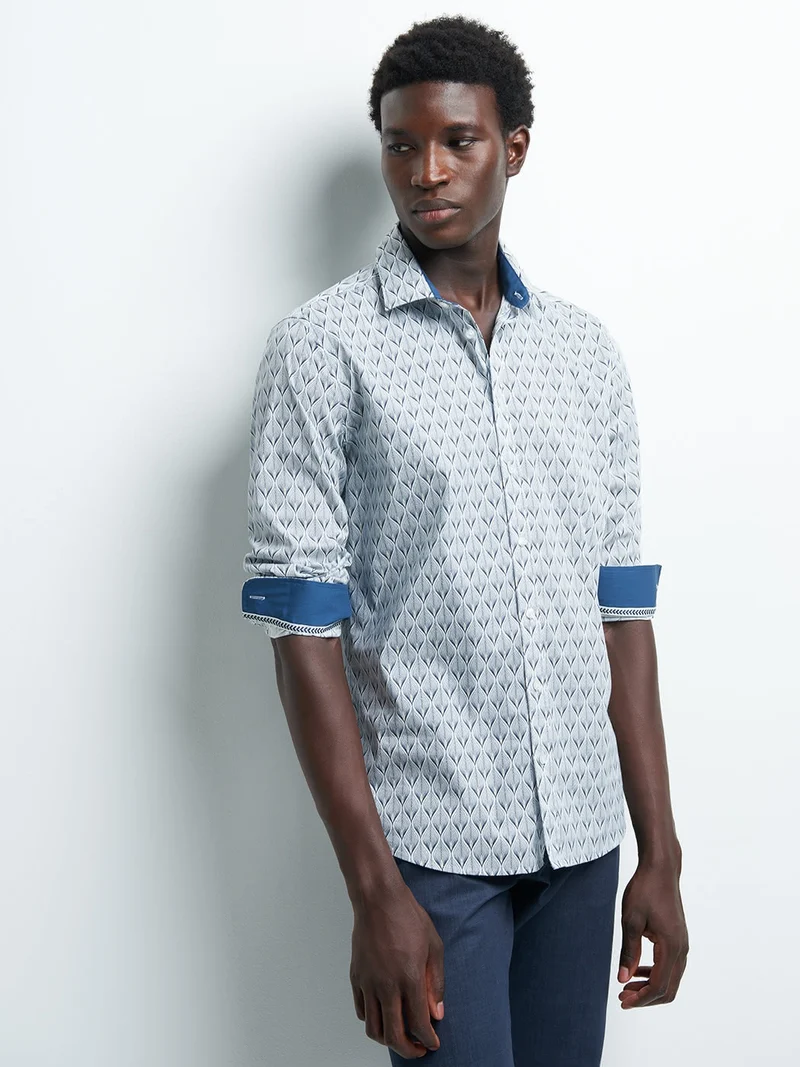 Chemise extra-slim stretch géométrique