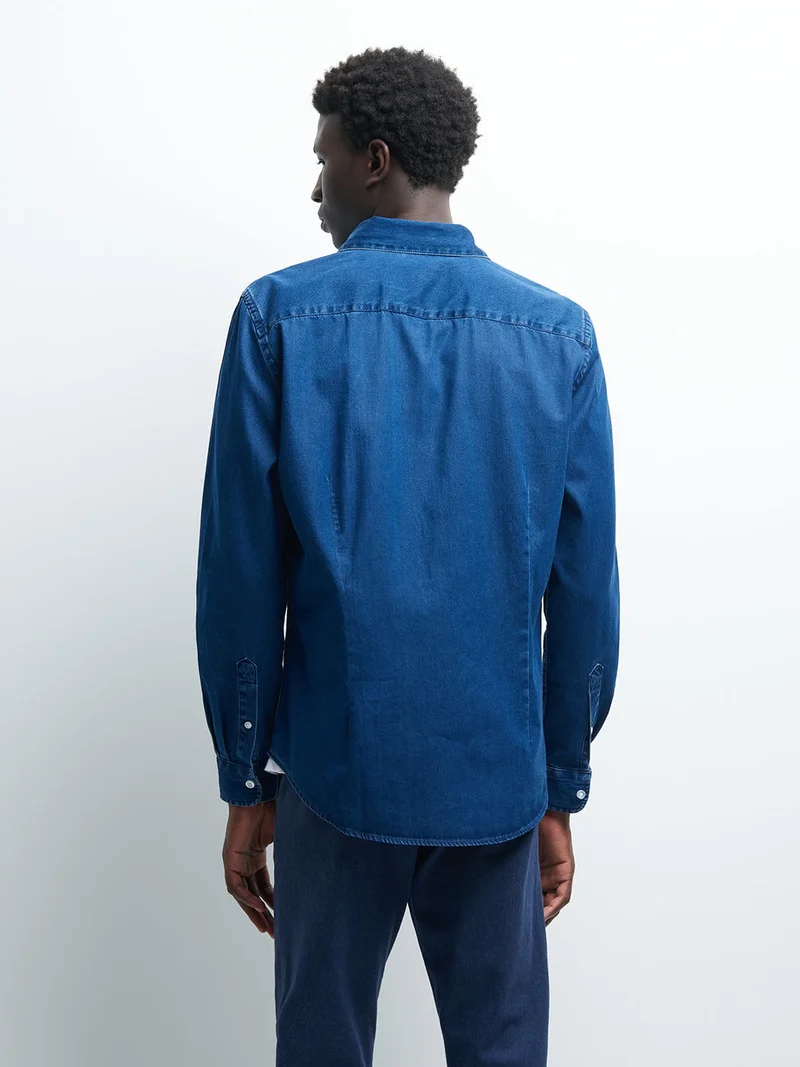 Chemise slim en denim unie