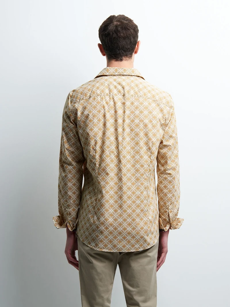 Chemise slim en popeline géométrique