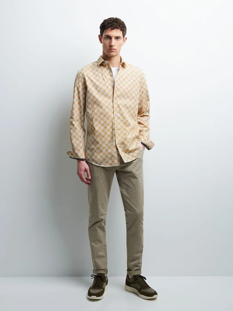 Chemise slim en popeline géométrique