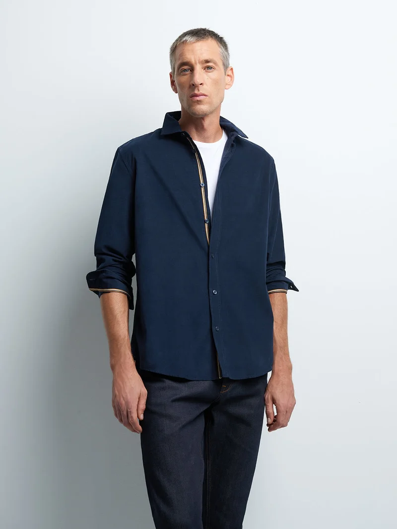Chemise slim en velours unie