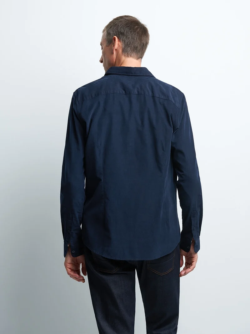 Chemise slim en velours unie