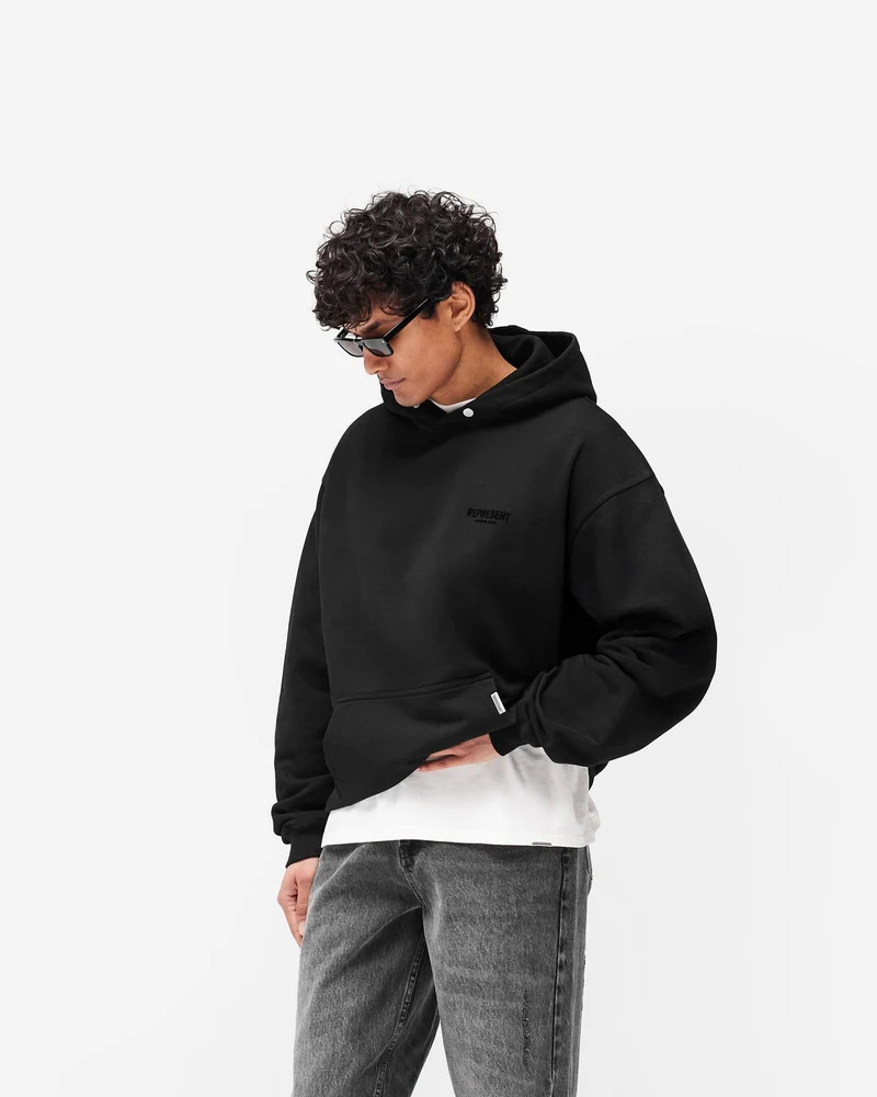 Represent Owners Club Flocked Hoodie - Black