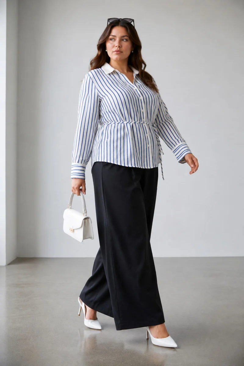 Asteria|100% Cotton Shirt With Tie Up