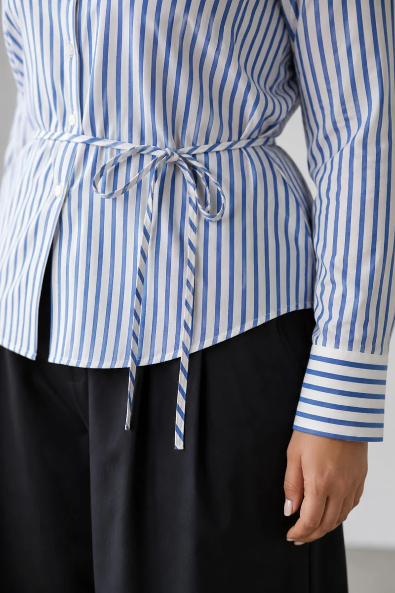 Asteria|100% Cotton Shirt With Tie Up