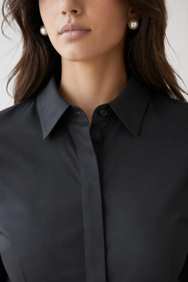 Anvika|100% Cotton Peplum Detail Fitted Shirt