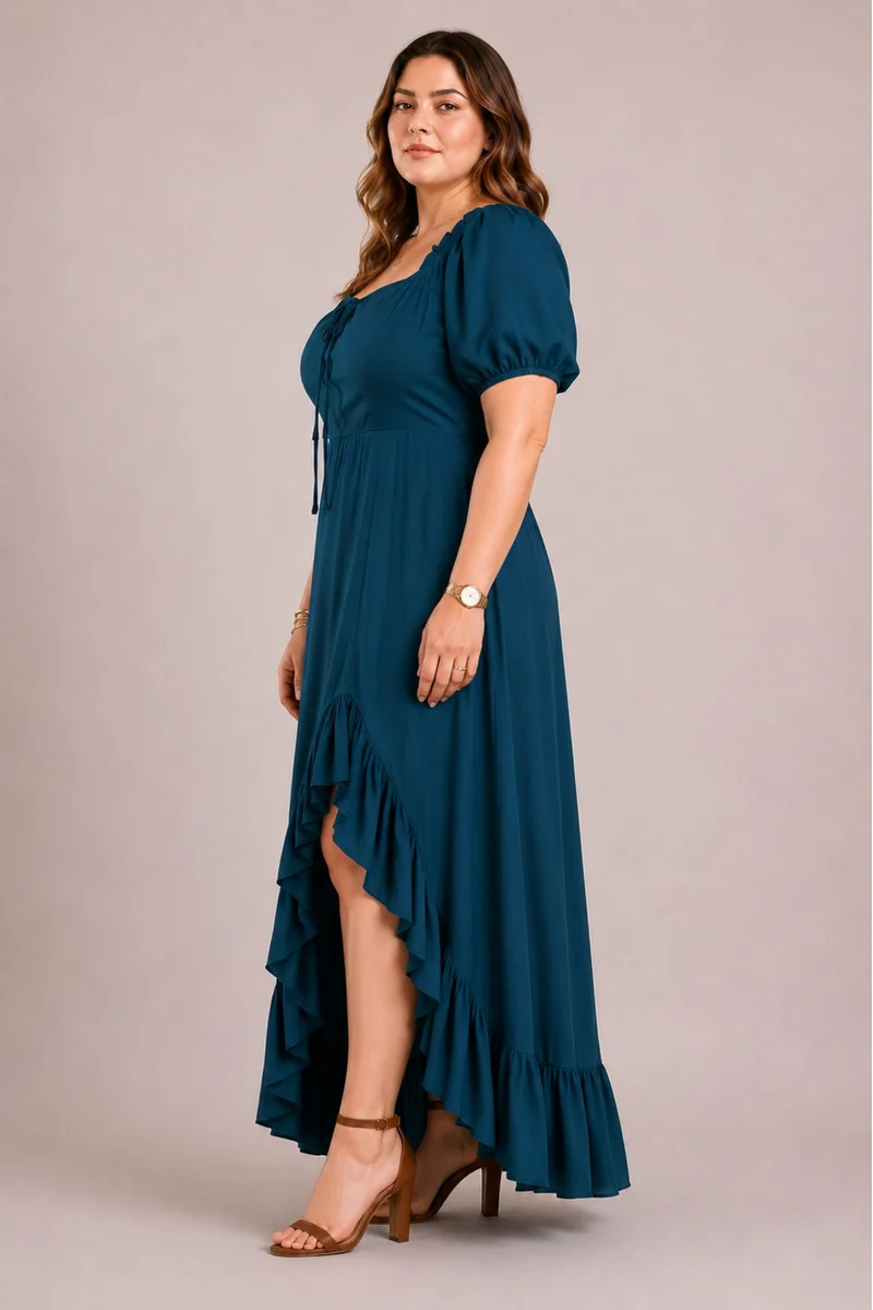 Rosina|100% Viscose High-Low Maxi Dress