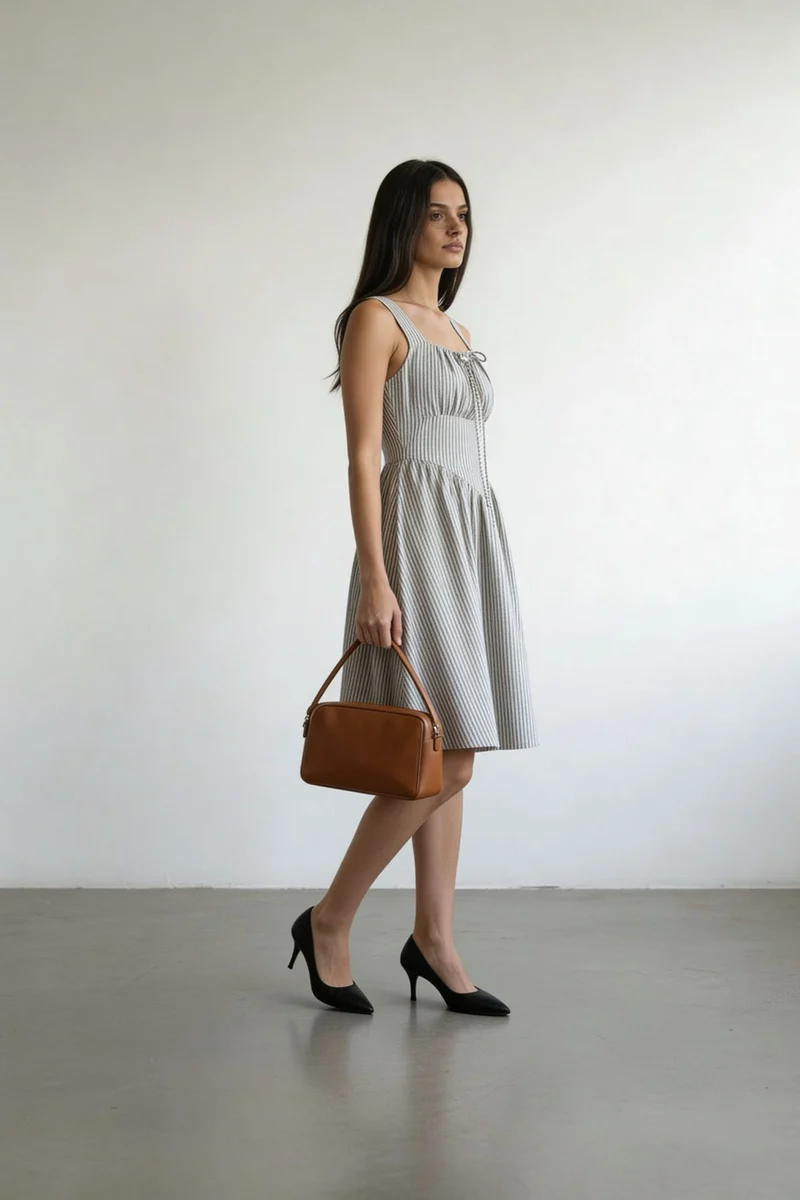 Auralyn|100% Cotton Corset Bodice Mini Dress