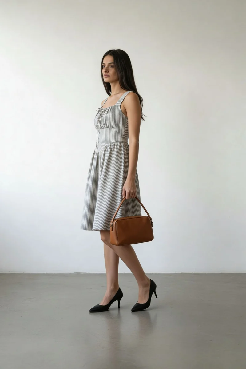 Auralyn|100% Cotton Corset Bodice Mini Dress