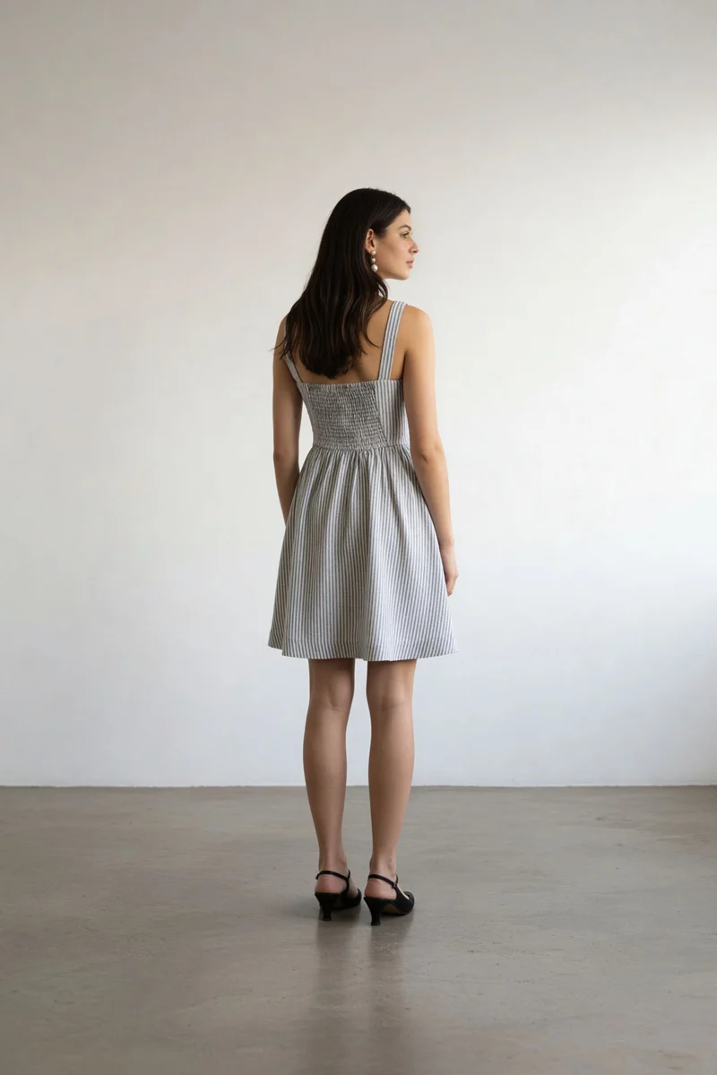 Auralyn|100% Cotton Corset Bodice Mini Dress