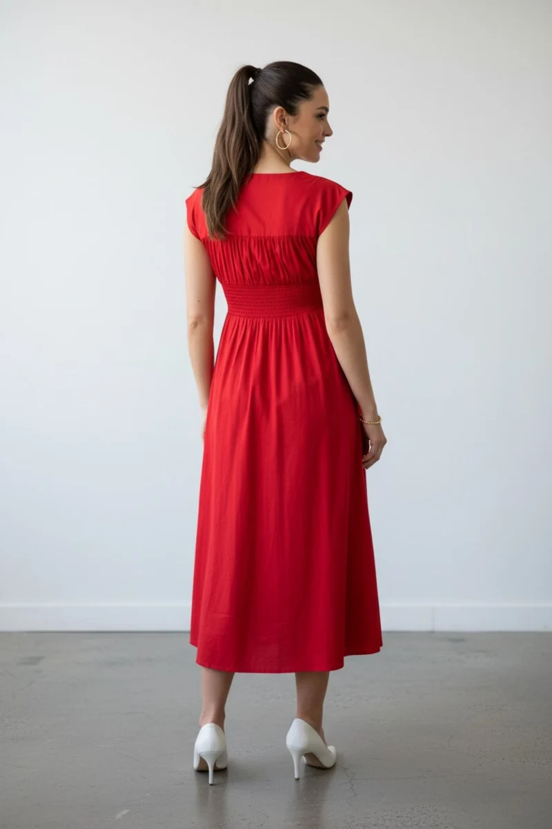 Lunette|100% Cotton Twisted Front Maxi Dress