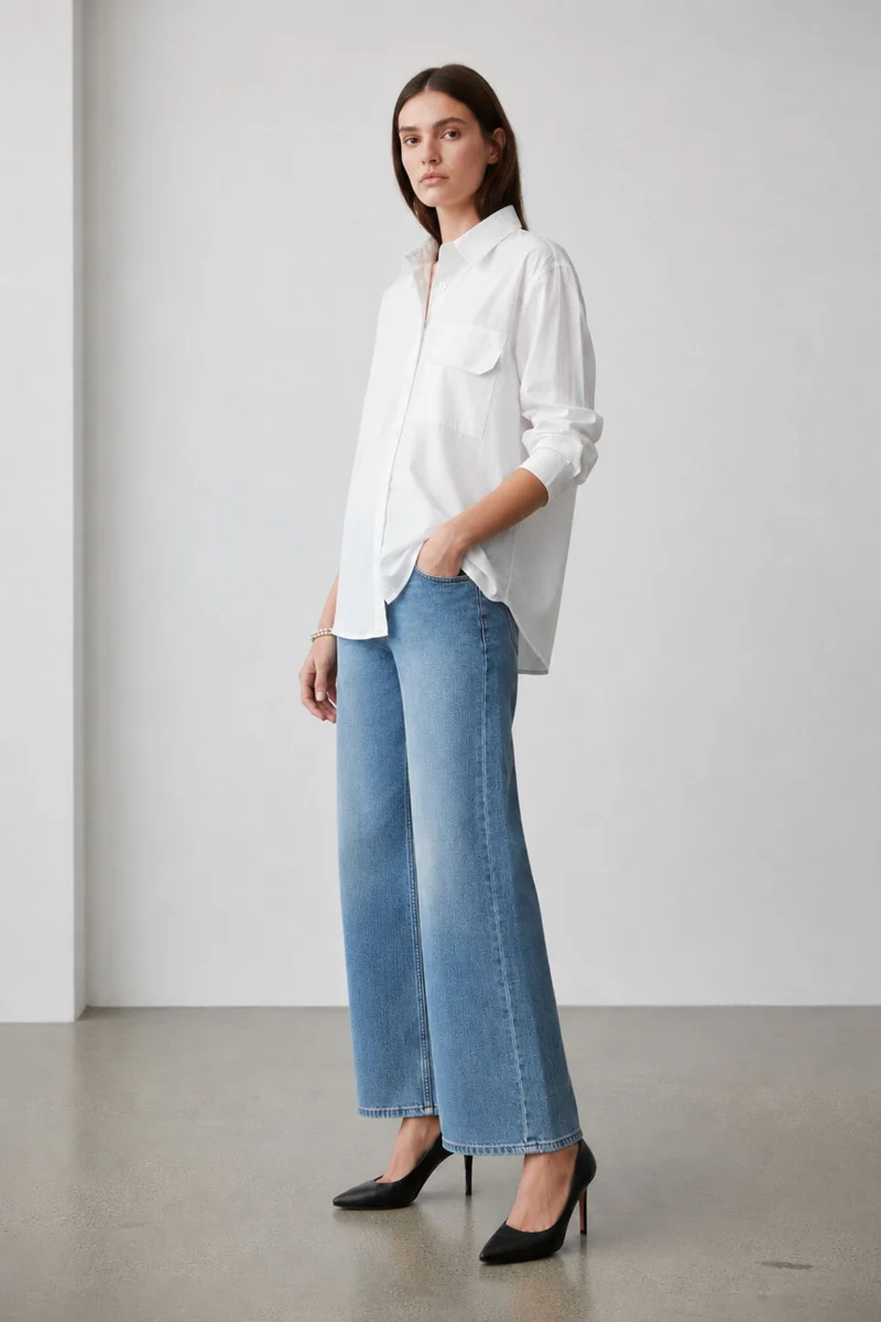 Arabelle|100% Cotton Utility Wrap-Back Shirt