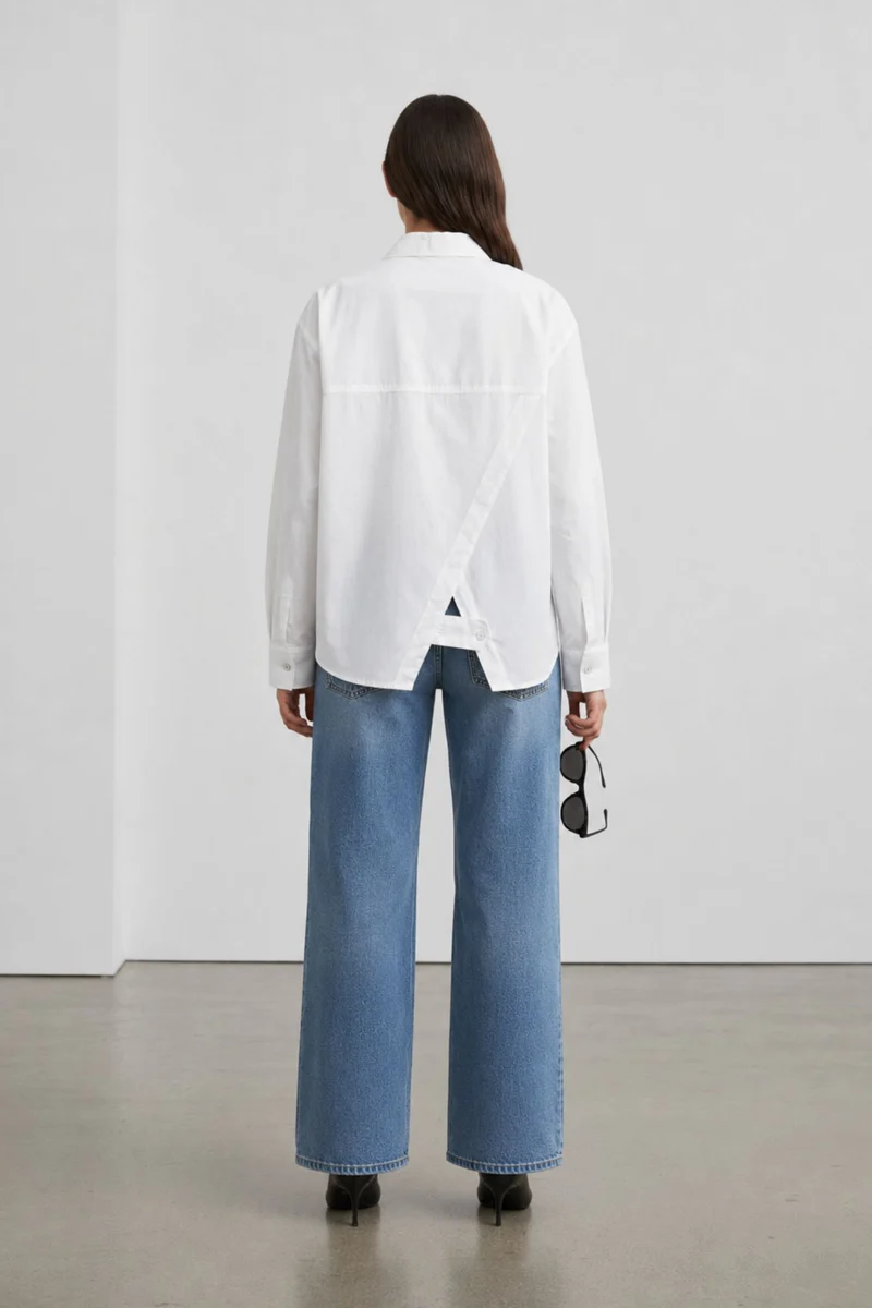 Arabelle|100% Cotton Utility Wrap-Back Shirt