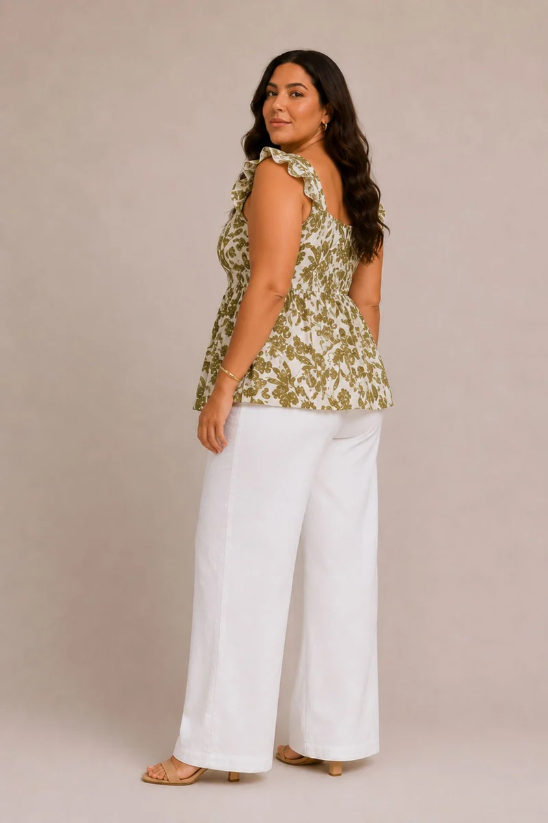 Aurisse|100% Viscose Sweetheart Neck Fit & Flare Top