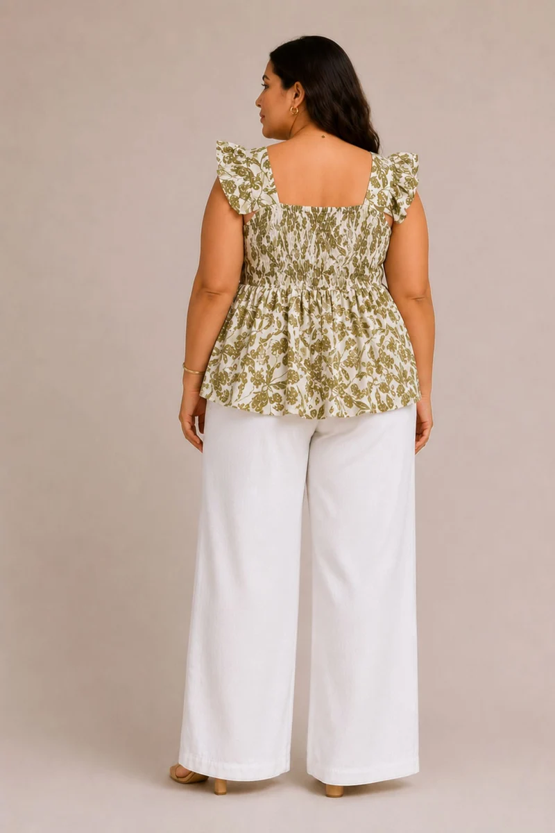 Aurisse|100% Viscose Sweetheart Neck Fit & Flare Top