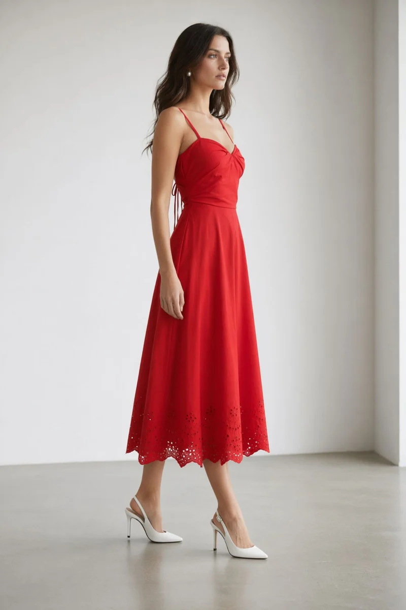 Nayelle|100% Cotton Twisted Bust Midi Dress