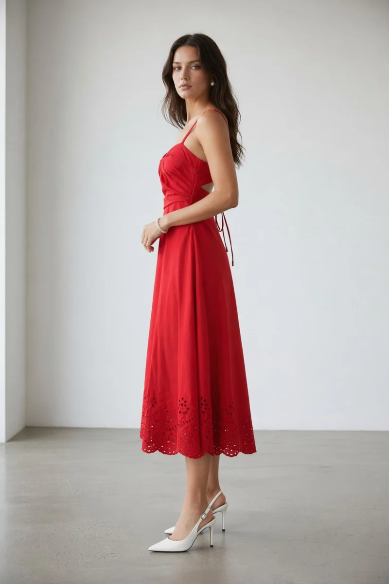 Nayelle|100% Cotton Twisted Bust Midi Dress
