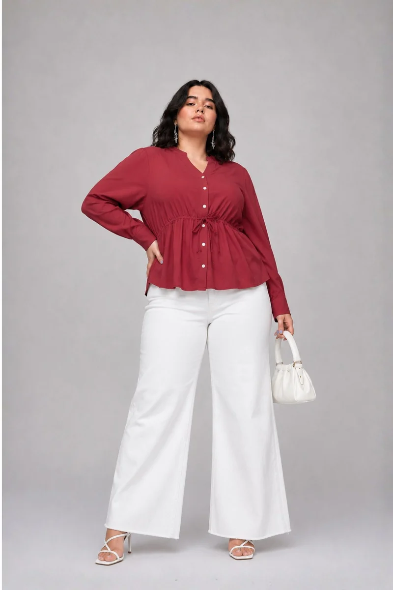 Althea|100% Cotton Top With Drawstring Waist