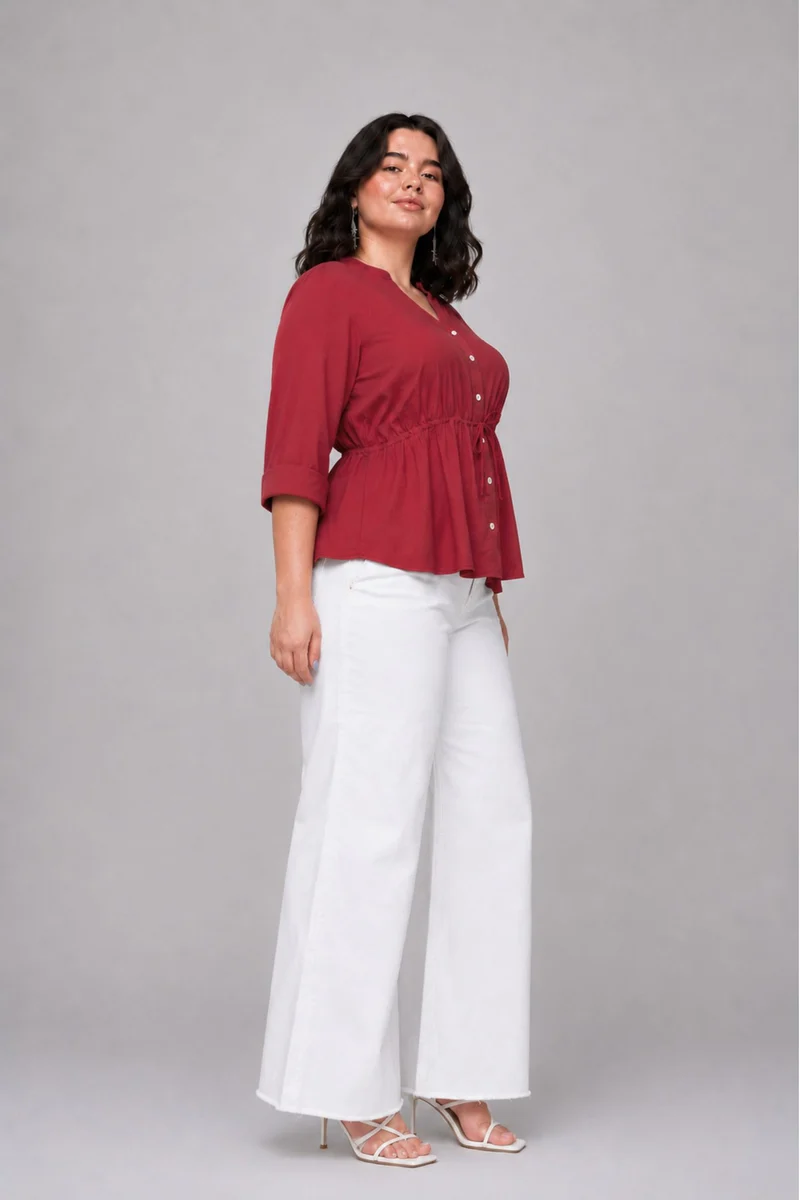 Althea|100% Cotton Top With Drawstring Waist