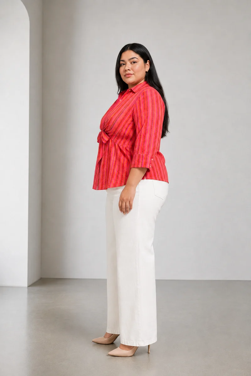 Asterelle|100% Cotton Shirt With Tie-Up