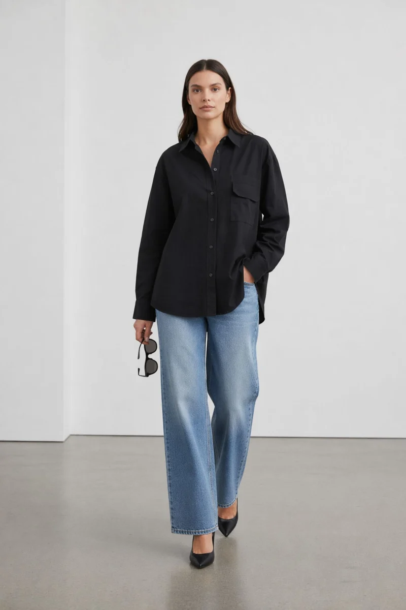 Sylvette|100% Cotton Utility Wrap-Back Shirt