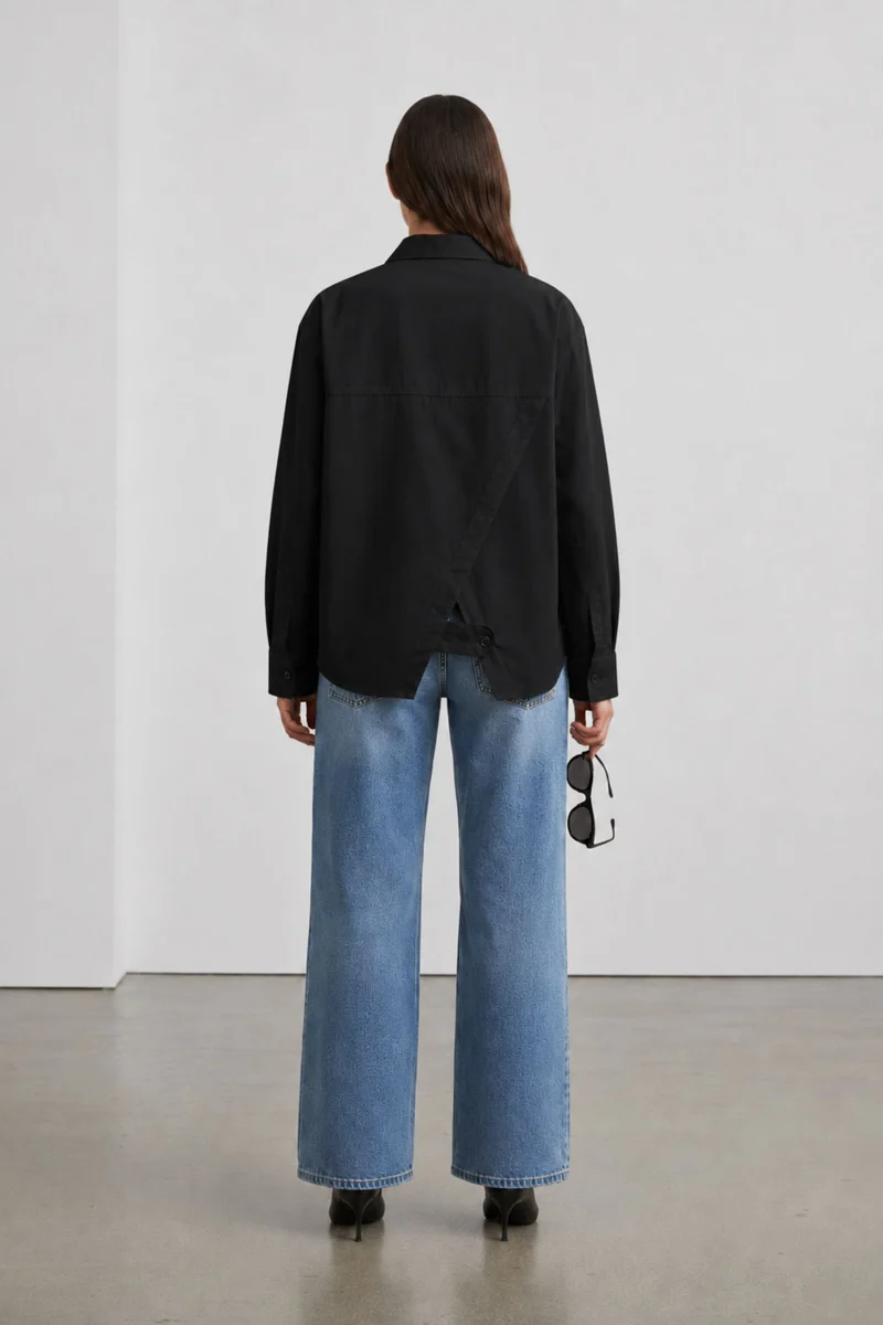 Sylvette|100% Cotton Utility Wrap-Back Shirt