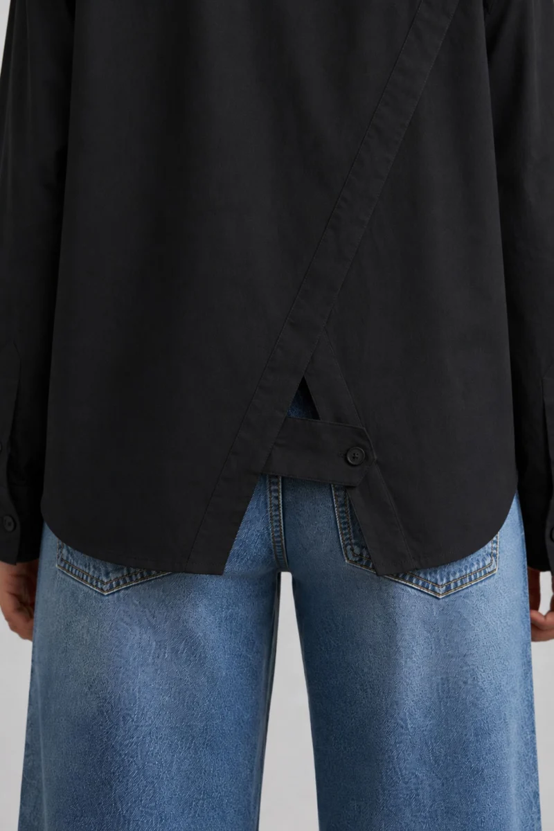 Sylvette|100% Cotton Utility Wrap-Back Shirt