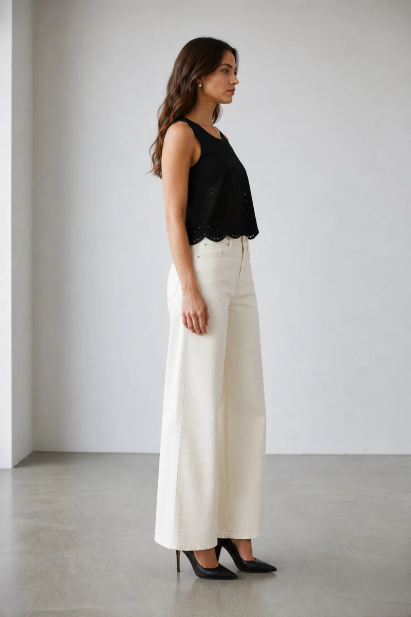 Azurae Top|100% Cotton Relaxed Fit Schiffli Top