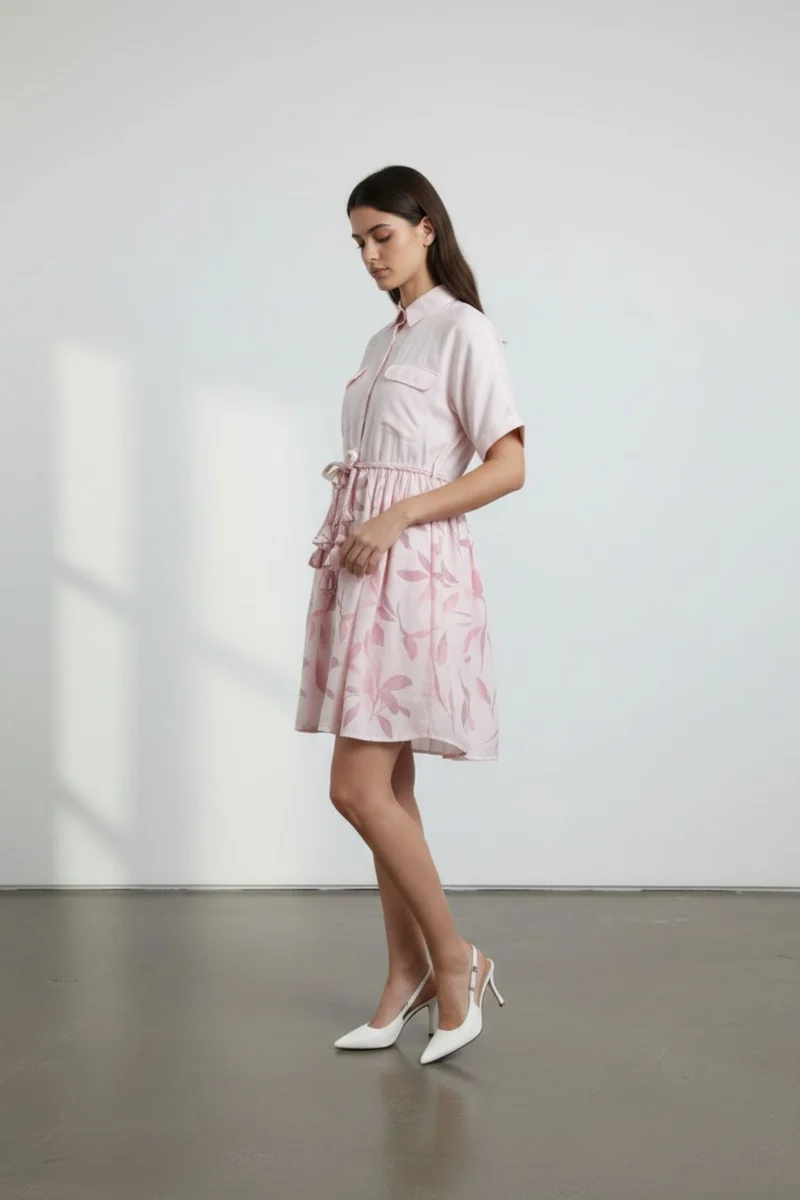 Seraphinae|100% Viscose Printed Dress With Braided Tie-Up