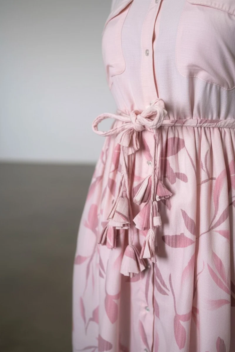 Seraphinae|100% Viscose Printed Dress With Braided Tie-Up