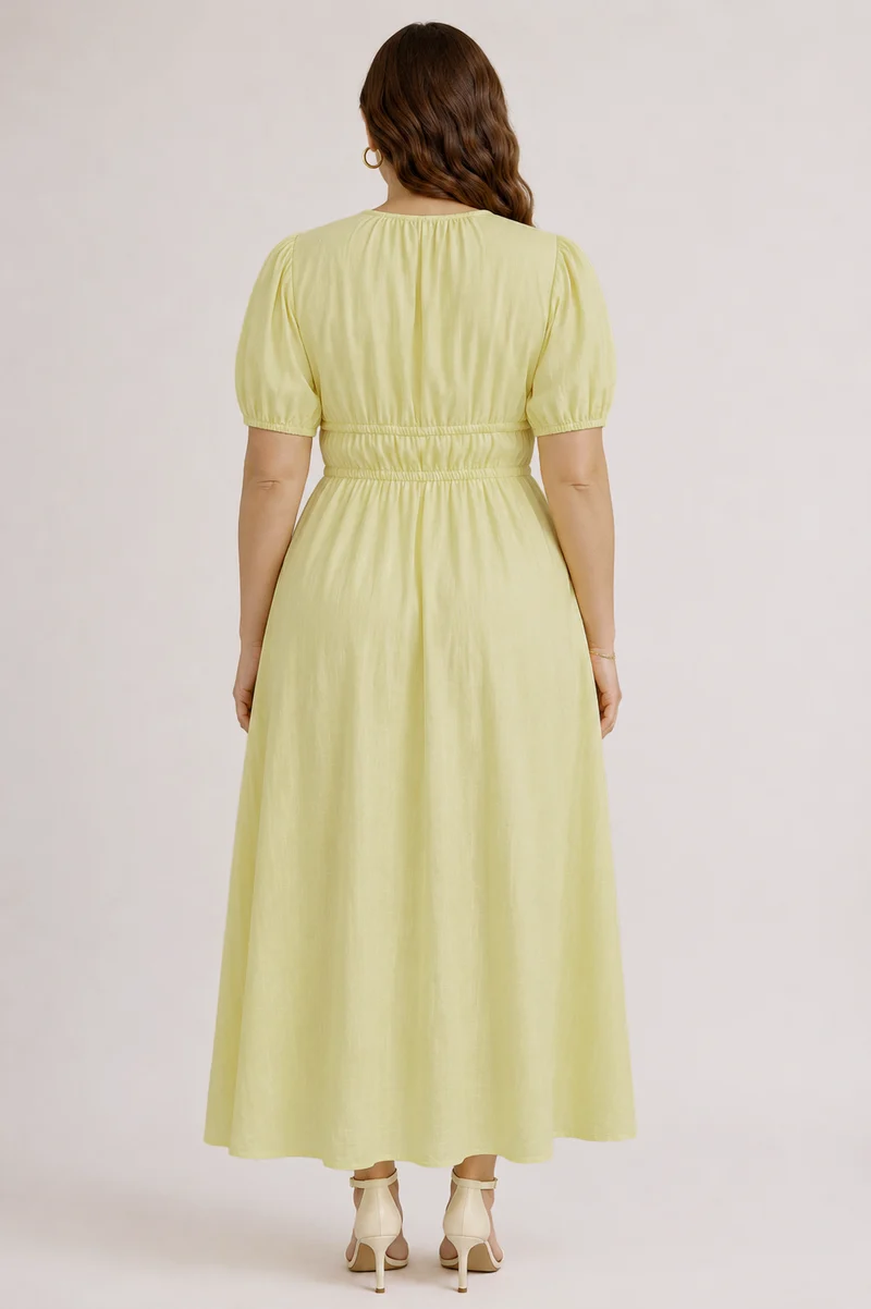 Solara|100% Viscose V Neck Maxi Dress