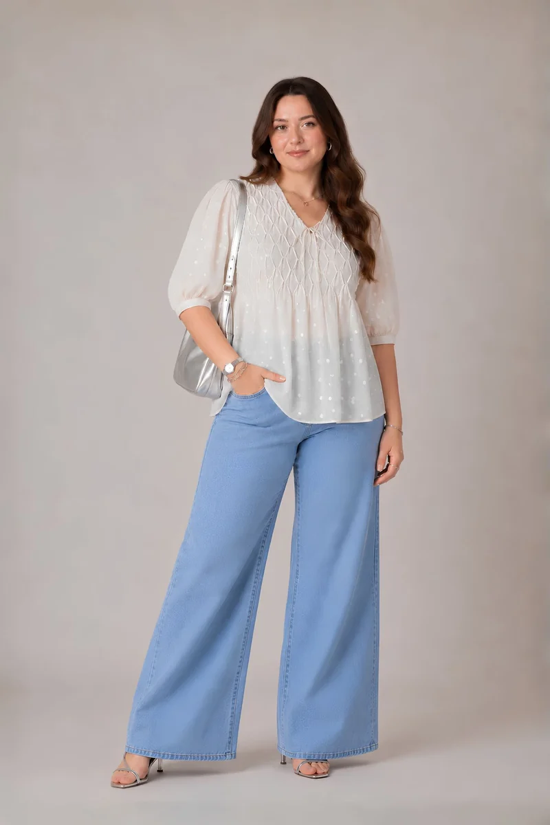Maelle|100% Cotton Pintuck Top