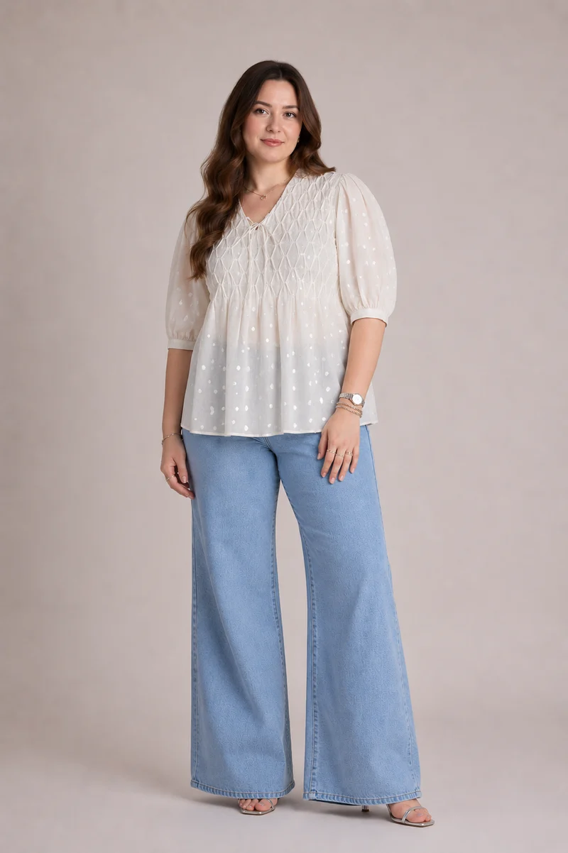 Maelle|100% Cotton Pintuck Top