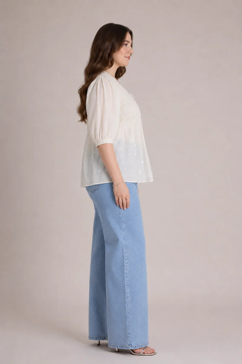Maelle|100% Cotton Pintuck Top