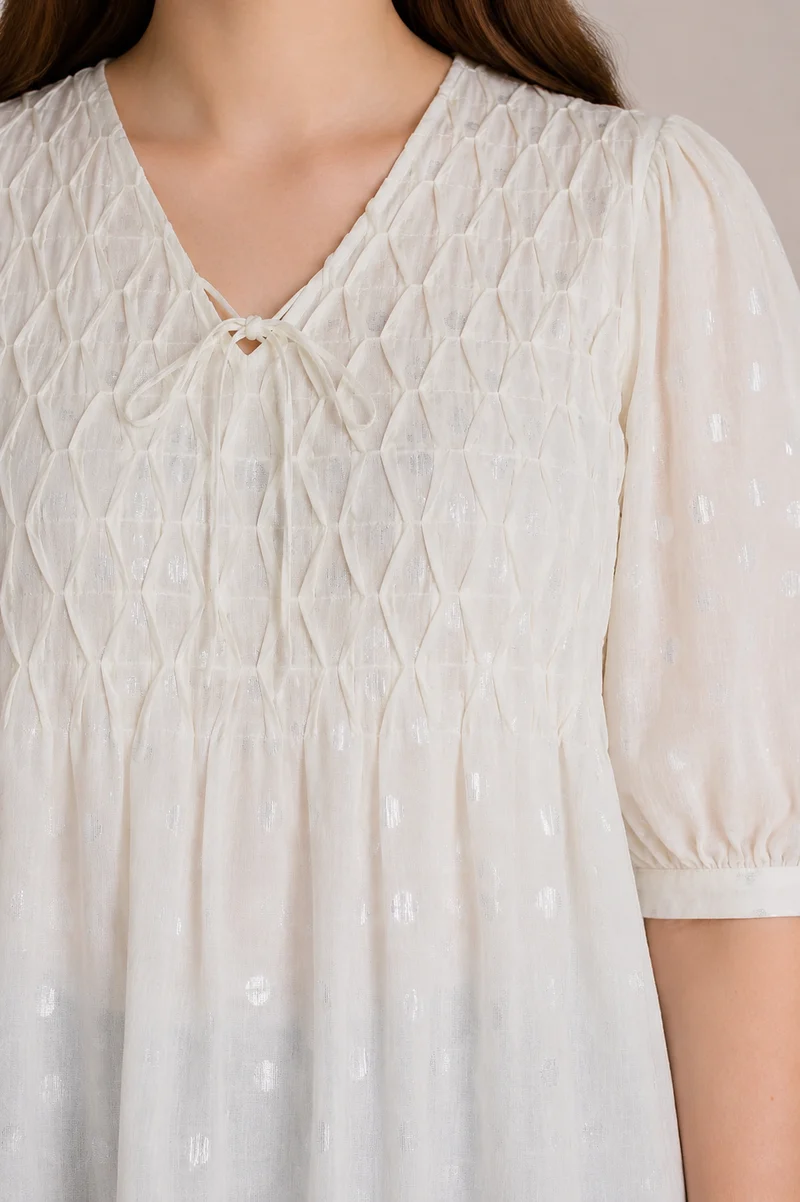 Maelle|100% Cotton Pintuck Top