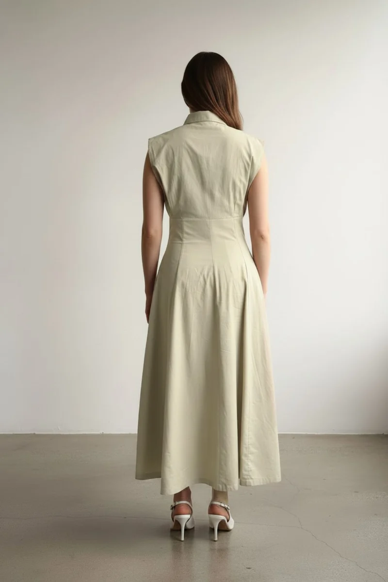 Makeba|100% Cotton Pleated Shirt Dress