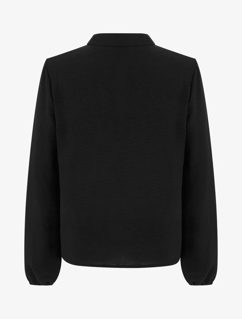 Top droit à col V et poche à sequins - Noir