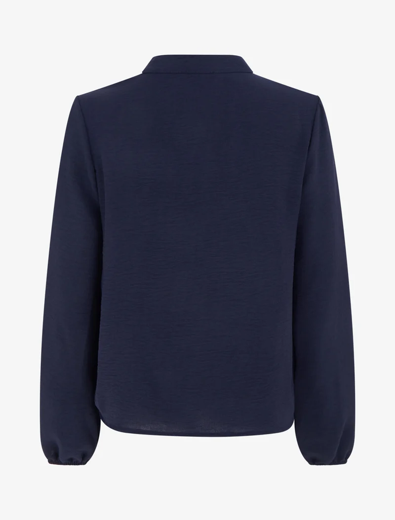 Top droit à col V et poche à sequins - Marine