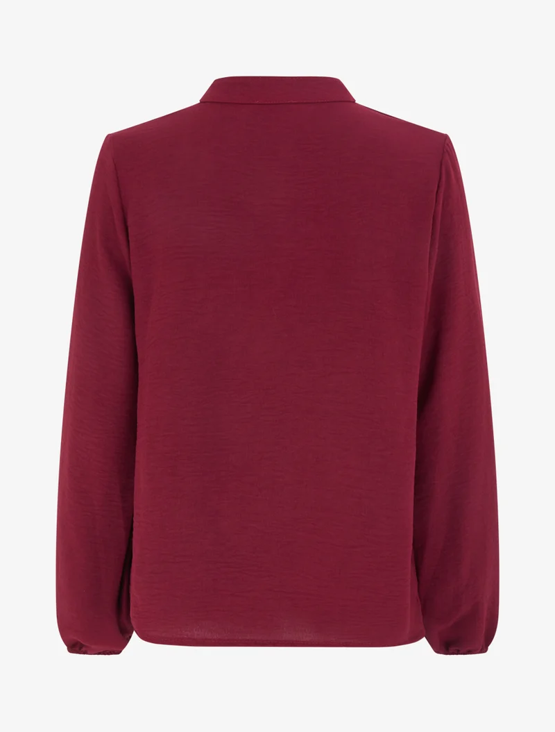 Top droit à col V et poche à sequins - Lie de vin