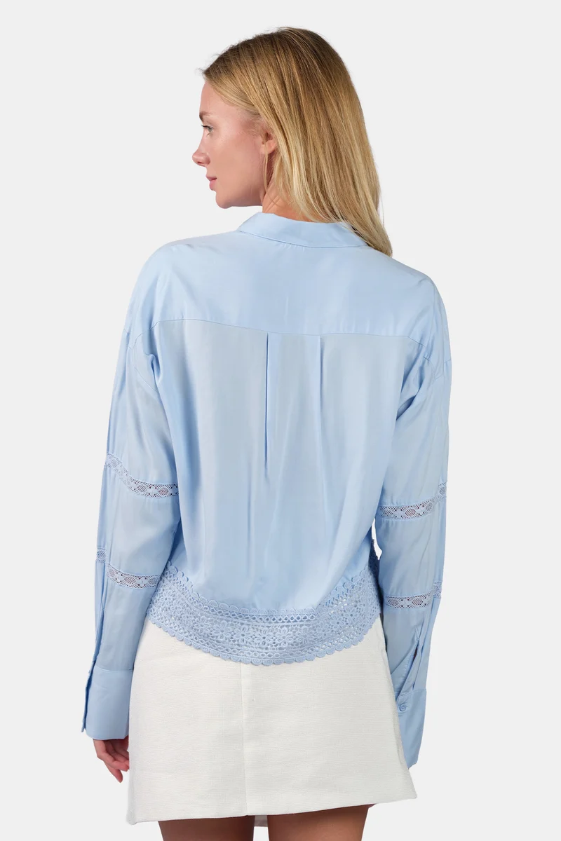 Alina|100% Viscose Crop Shirt With Lace