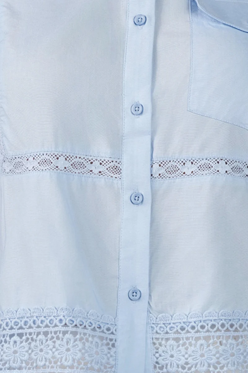 Alina|100% Viscose Crop Shirt With Lace