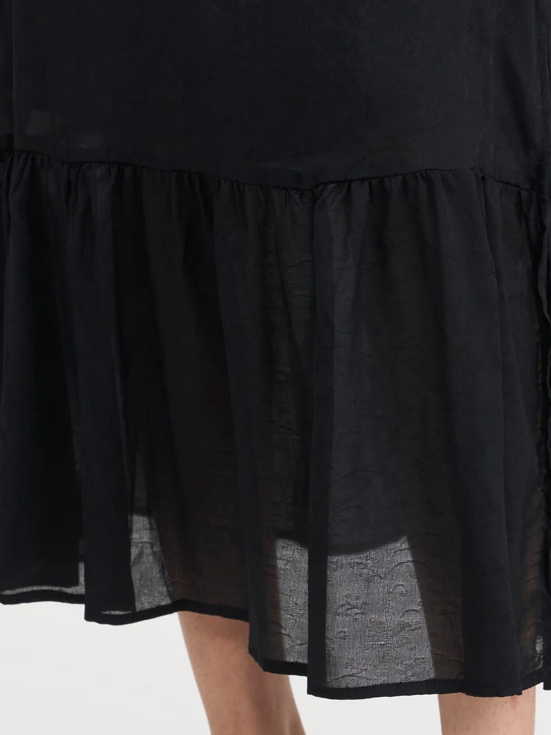 Sol|100% Viscose Jacquard One Shoulder Maxi Dress