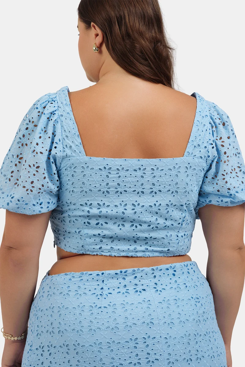 Yasemin Top|100% Cotton Schiffli Cropped Top