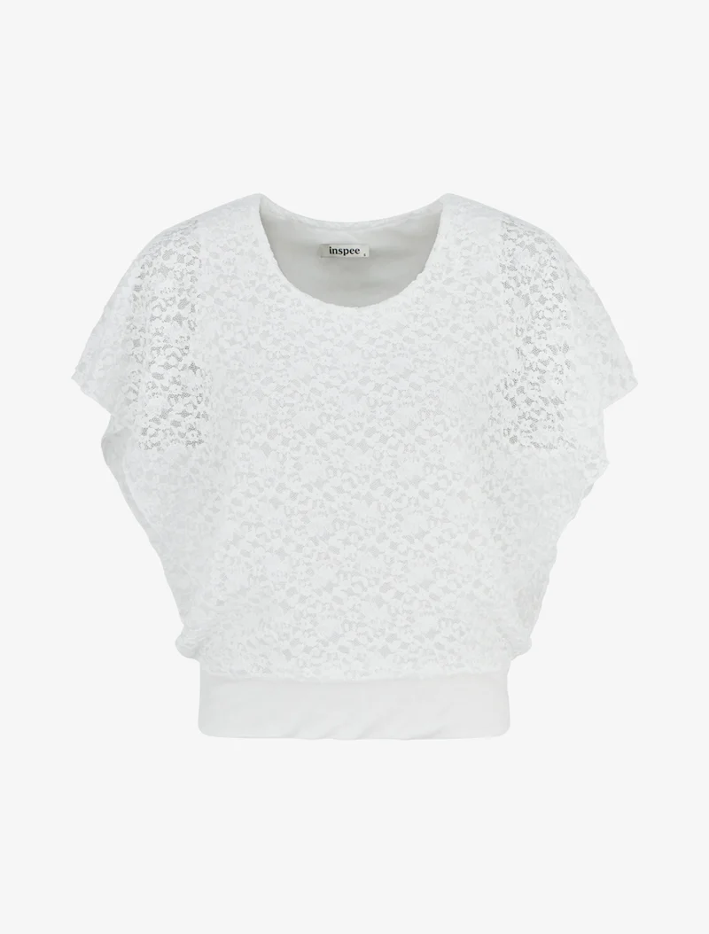 Top boule en dentelle - Blanc