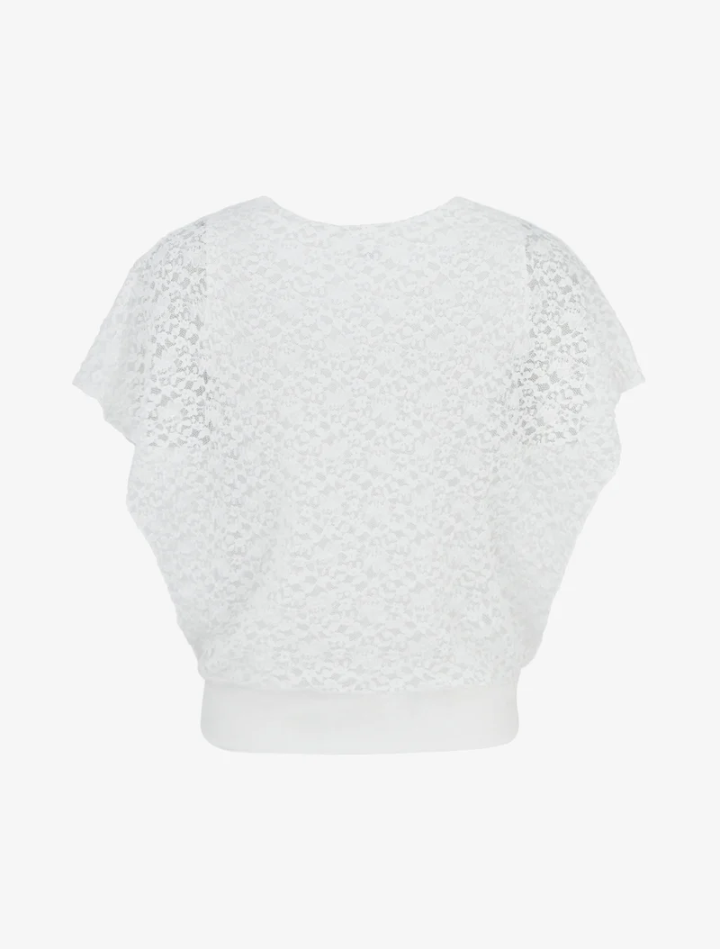 Top boule en dentelle - Blanc