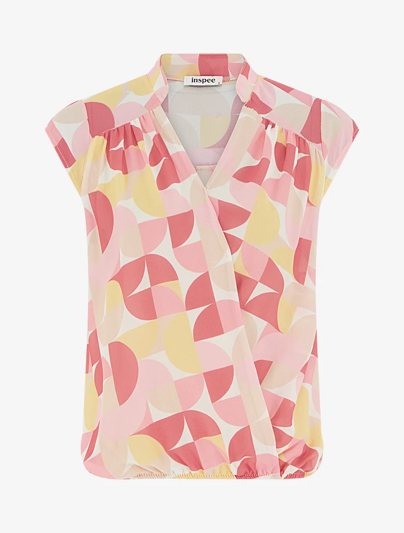 Top boule sans manches imprimé graphique - Rose