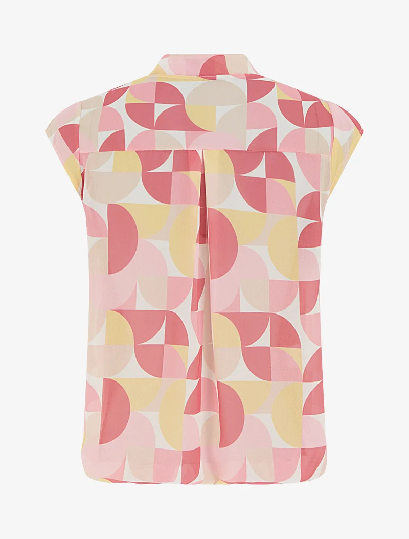 Top boule sans manches imprimé graphique - Rose