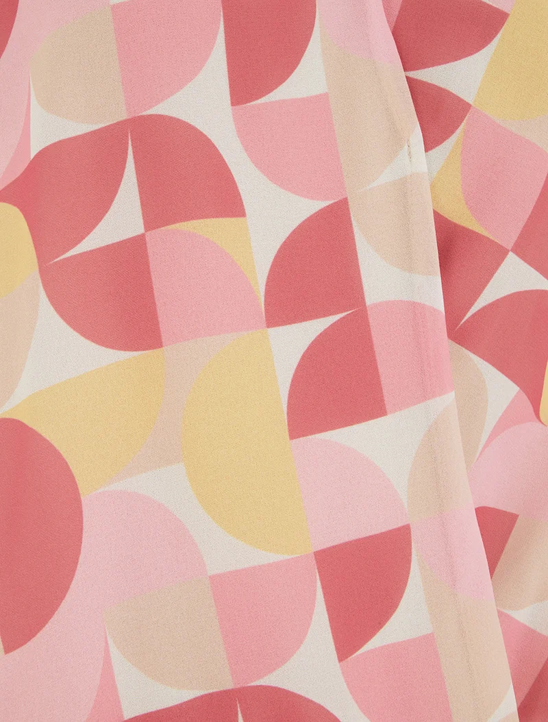 Top boule sans manches imprimé graphique - Rose