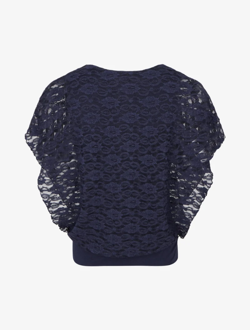 Top boule en dentelle - Marine